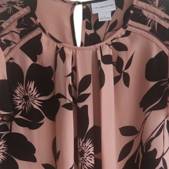 Liz Claiborne Elegant Lightweight Floral Blouse Size Large - Picture 7 of 8